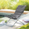 Lot de 4 Fauteuils pliants de jardin relax "Milos" - Gris - L 62 x P 92 x H 83 cm