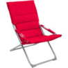 Lot de 4 Fauteuils pliants de jardin relax "Milos" - Rouge - L 62 x P 92 x H 83 cm