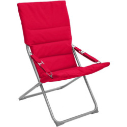 Lot de 4 Fauteuils pliants de jardin relax "Milos" - Rouge - L 62 x P 92 x H 83 cm