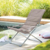 Lot de 4 Fauteuils pliants de jardin relax "Milos" - Taupe - L 62 x P 92 x H 83 cm