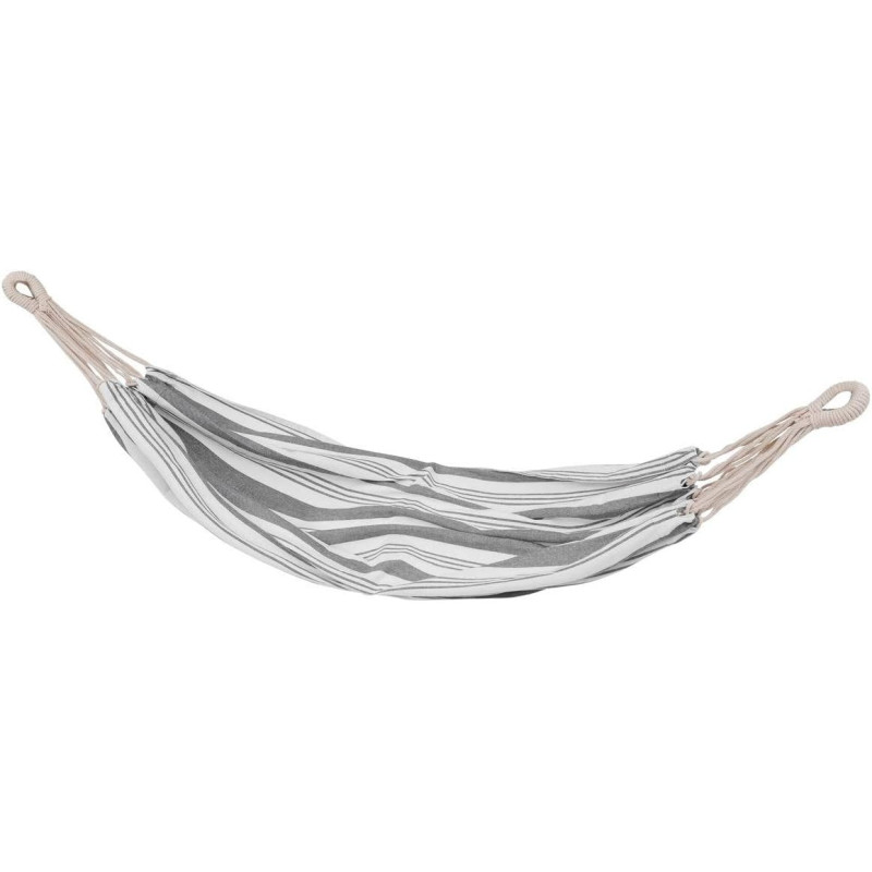 Hamac en coton "Elozio" à rayure - Gris/Blanc - L 210 x l 110 cm