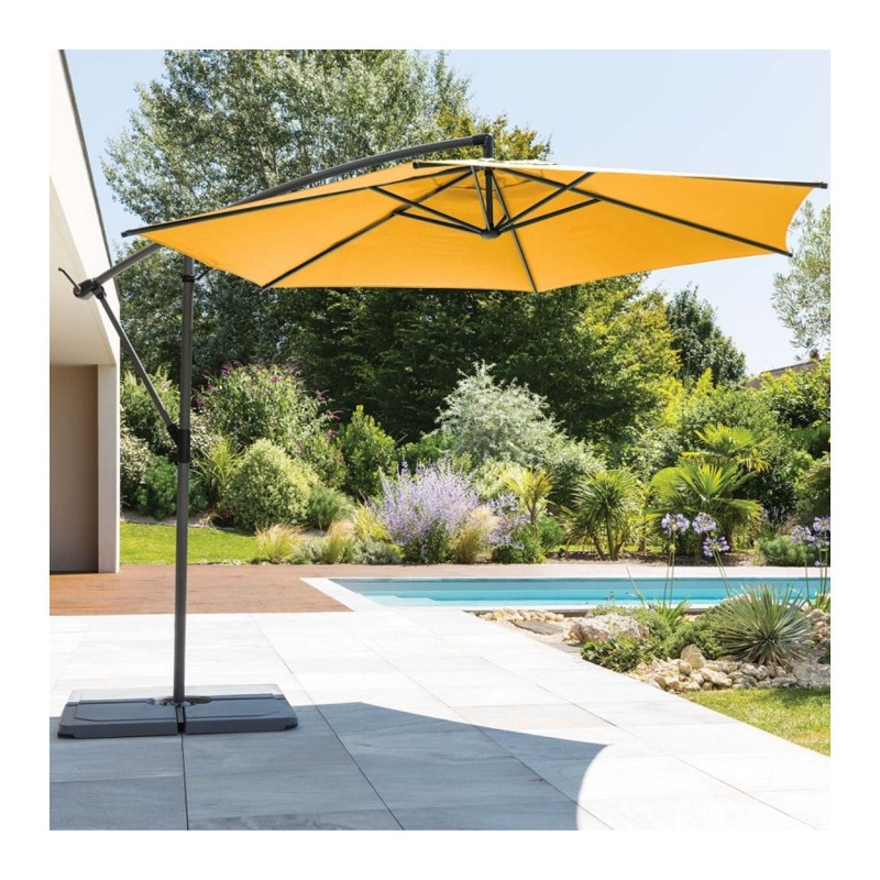 Parasol décentré "Manoa" - Jaune moutarde - 3 m