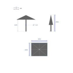 Parasol droit inclinable "Loompa" - Bleu canard - P 2 x L 3 m