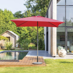 Parasol droit inclinable en tissu "Soya" - Rouge grenade - 2,5 m