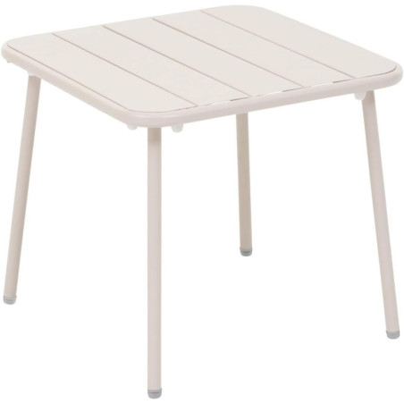 Table basse de jardin carrée en acier "Phuket" - Blanc argile - L 45 x H 41 cm