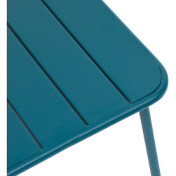 Table basse de jardin carrée en acier "Phuket" - Bleu canard - L 45 x H 41 cm