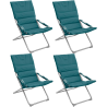 Lot de 4 Fauteuils pliants de jardin relax "Milos" - Bleu canard - L 62 x P 92 x H 83 cm