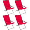 Lot de 4 Fauteuils pliants de jardin relax "Milos" - Rouge - L 62 x P 92 x H 83 cm