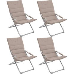 Lot de 4 Fauteuils pliants de jardin relax "Milos" - Taupe - L 62 x P 92 x H 83 cm