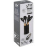 Set de 7 ustensiles en bois et plastique avec pot  - Noir