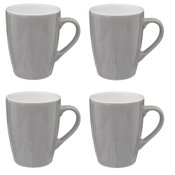 Lot de 4 mugs en faïence - Gris - 38 cl