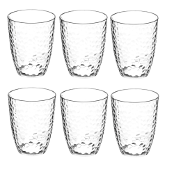 Lot de 6 gobelets en plastique martelé - Transparent - 38 cl