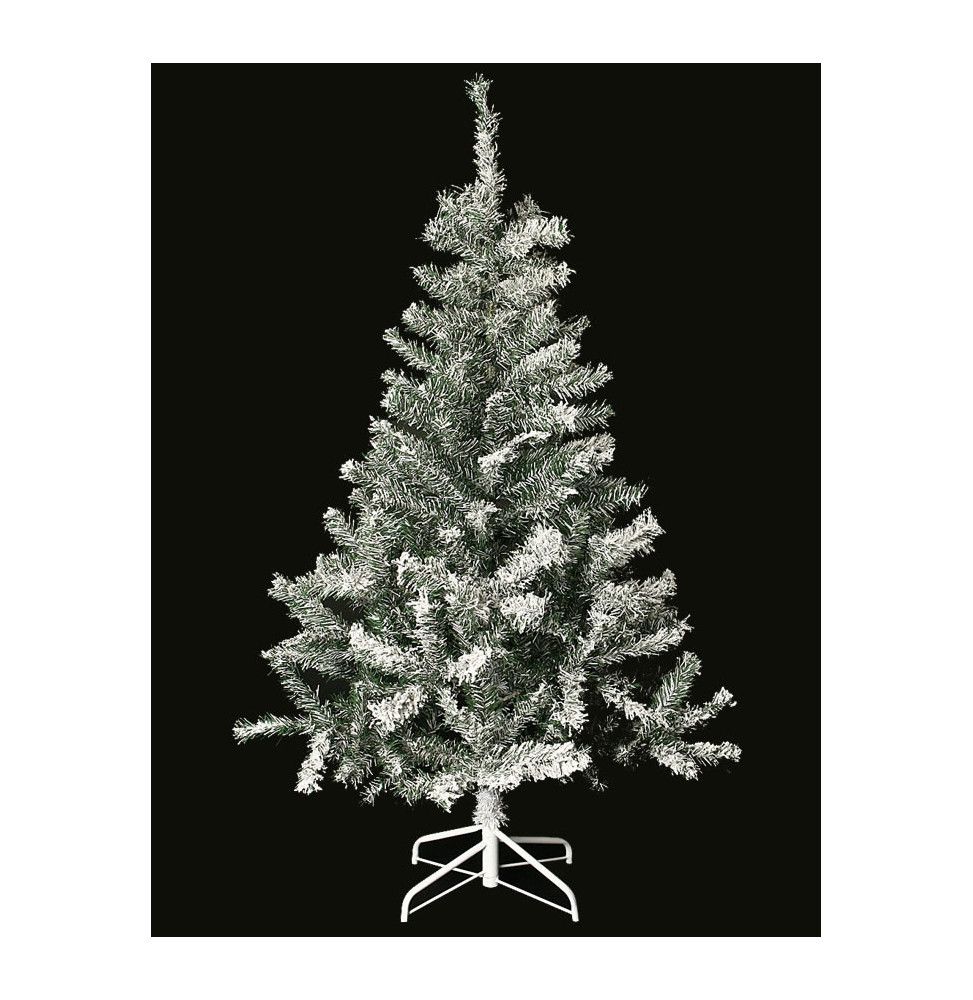 Sapin de Noël artificiel floqué - 150 cm - Décoré de neige artificielle