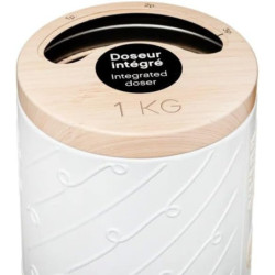 Boîte à spaghettis en métal avec couvercle doseur "Scandi Edition" - Blanc/Beige - D 8,4 x H 28 cm
