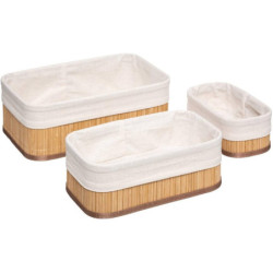 Lot de 3 paniers bambou et...