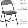 Chaise pliante en velours - Gris - H 79 cm