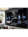 Ensemble meuble TV mural  - LYRA NIGHT - 300 cm  x 190 cm x 45 cm - Noir