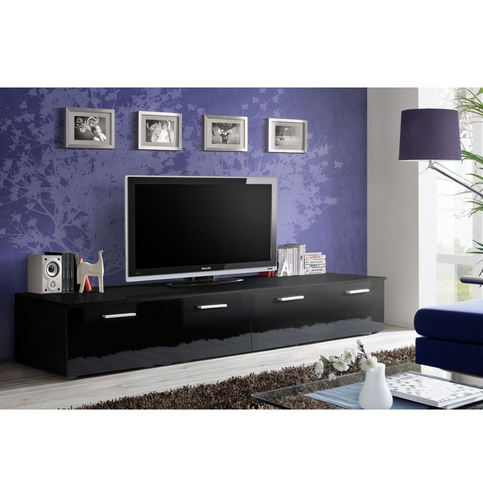 Banc TV - DUO - 200 cm x 35 cm x 45 cm - Noir