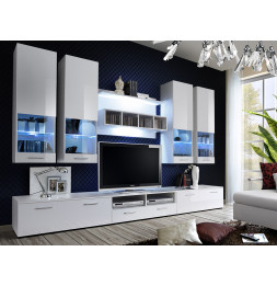Ensemble meuble TV mural  - Dorade - L 100 cm - 5 éléments - Blanc
