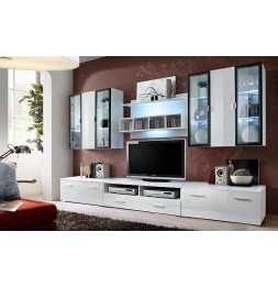 Ensemble meuble TV mural  - Quadro - L 120 cm - 5 élements - Blanc