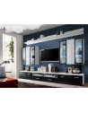 Ensemble meuble TV mural  - Iceland - L 120 cm - 5 élements - Blanc et noir
