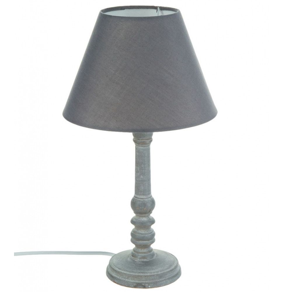 Lampe - Bois - Gris - H 36 cm