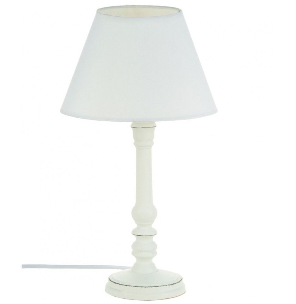 Lampe - Bois - Blanc - H 36 cm