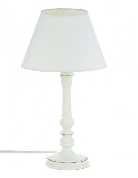 Lampe - Bois - Blanc - H 36 cm
