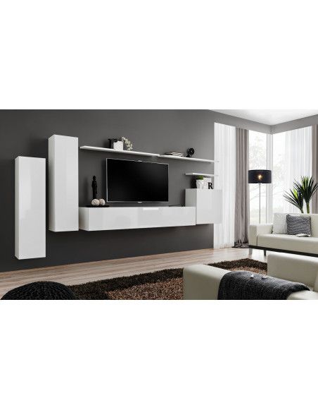 Ensemble meuble TV mural  - Switch I - 330 cm  x 160 cm x 40 cm - Blanc