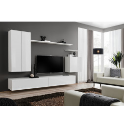 Ensemble meuble TV mural  - Switch II - 270 cm x 160 cm x 40 cm - Blanc