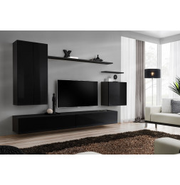 Ensemble meuble TV mural  - Switch II - 270 cm x 160 cm x 40 cm - Noir