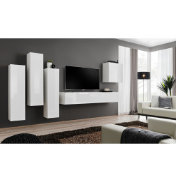Ensemble meuble TV mural  - Switch III - 330 cm  x 160 cm x 40 cm - Blanc