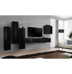 Ensemble meuble TV mural  - Switch III - 330 cm  x 160 cm x 40 cm - Noir