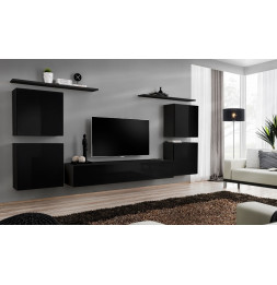 Ensemble meuble TV mural  - Switch IV - 320 cm  x 150 cm x 40 cm - Noir