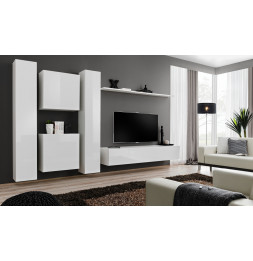 Ensemble meuble TV mural  - Switch VI - 330 cm  x 180 cm x 40 cm - Blanc