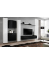 Ensemble meuble TV mural  - Switch VI - 330 cm  x 180 cm x 40 cm - Blanc et noir