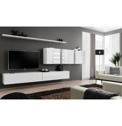 Ensemble meuble TV mural  - Switch VII - 340 cm x 150 cm  x 40 cm - Blanc