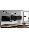 Ensemble meuble TV mural  - Switch VII - 340 cm x 150 cm  x 40 cm - Blanc et noir