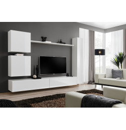 Ensemble meuble TV mural  - Switch VIII - 280 cm x 180 cm x 40 cm - Blanc