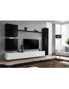 Ensemble meuble TV mural  - Switch VIII - 280 cm x 180 cm x 40 cm - Noir et blanc