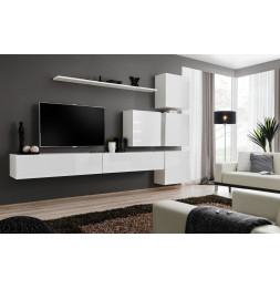 Ensemble meuble TV mural  - Switch IX - 310 cm x 200 cm x 40 cm - Blanc