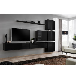 Ensemble meuble TV mural  - Switch IX - 310 cm x 200 cm x 40 cm - Noir
