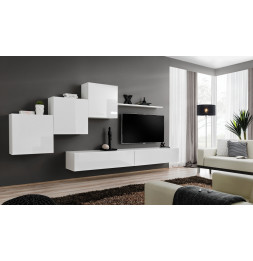 Ensemble meuble TV mural  - Switch X - 330 cm  x 160 cm x 40 cm - Blanc