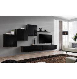 Ensemble meuble TV mural  - Switch X - 330 cm  x 160 cm x 40 cm - Noir
