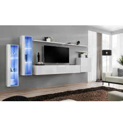 Ensemble meuble TV mural  - Switch XI - 330 cm  x 160 cm x 40 cm - Blanc