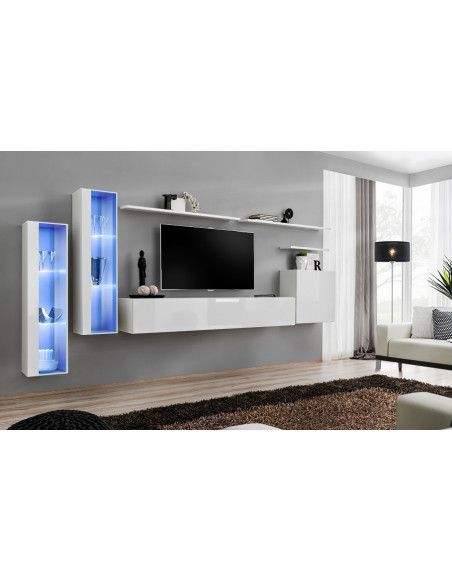 Ensemble meuble TV mural  - Switch XI - 330 cm  x 160 cm x 40 cm - Blanc