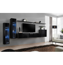 Ensemble meuble TV mural  - Switch XI - 330 cm  x 160 cm x 40 cm - Noir