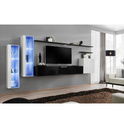 Ensemble meuble TV mural  - Switch XI - 330 cm  x 160 cm x 40 cm - Blanc et noir