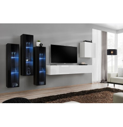 Ensemble meuble TV mural  - Switch XIII - 330 cm  x 160 cm x 40 cm - Noir et blanc