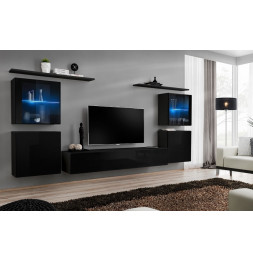 Ensemble meuble TV mural  - Switch XIV - 320 cm  x 150 cm  x 40 cm - Noir